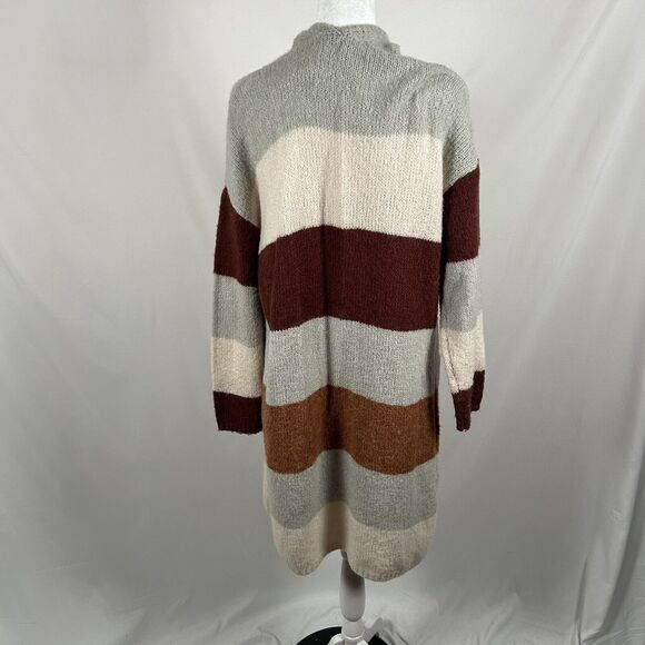 Entro Multicolor Acrylic Cardigan Sweater Top Long Sleeve Small Casual Red Gray - Picture 4 of 8